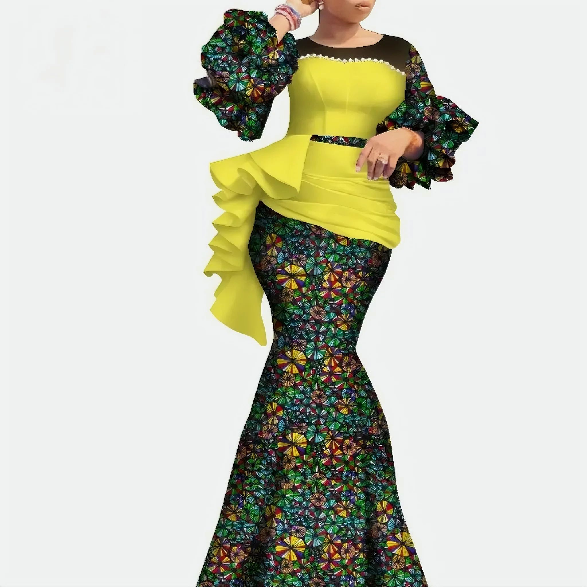 High-End Bazin Riche Gown – Ideal for Banquets, Balls, Award Ceremonies, Diplomatic Events, Business Etiquette Occasions, Cultural Event Attire, Wedding Dresses & Festival Celebrations/Mavazi ya Jinai