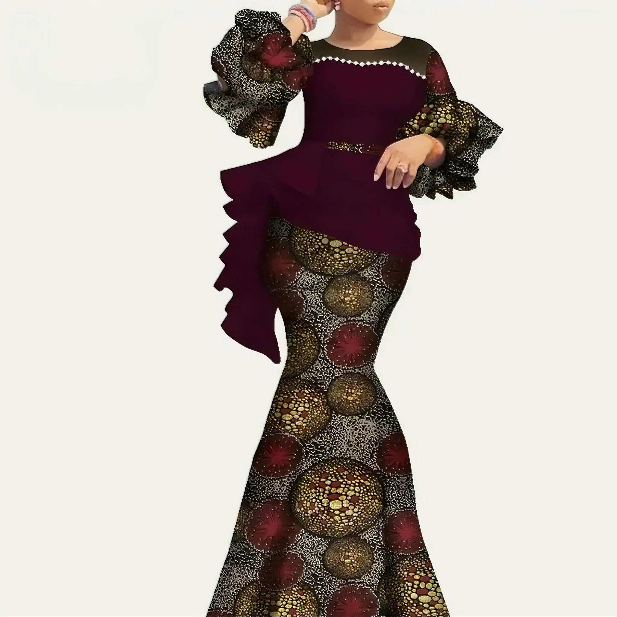 High-End Bazin Riche Gown – Ideal for Banquets, Balls, Award Ceremonies, Diplomatic Events, Business Etiquette Occasions, Cultural Event Attire, Wedding Dresses & Festival Celebrations/Mavazi ya Jinai