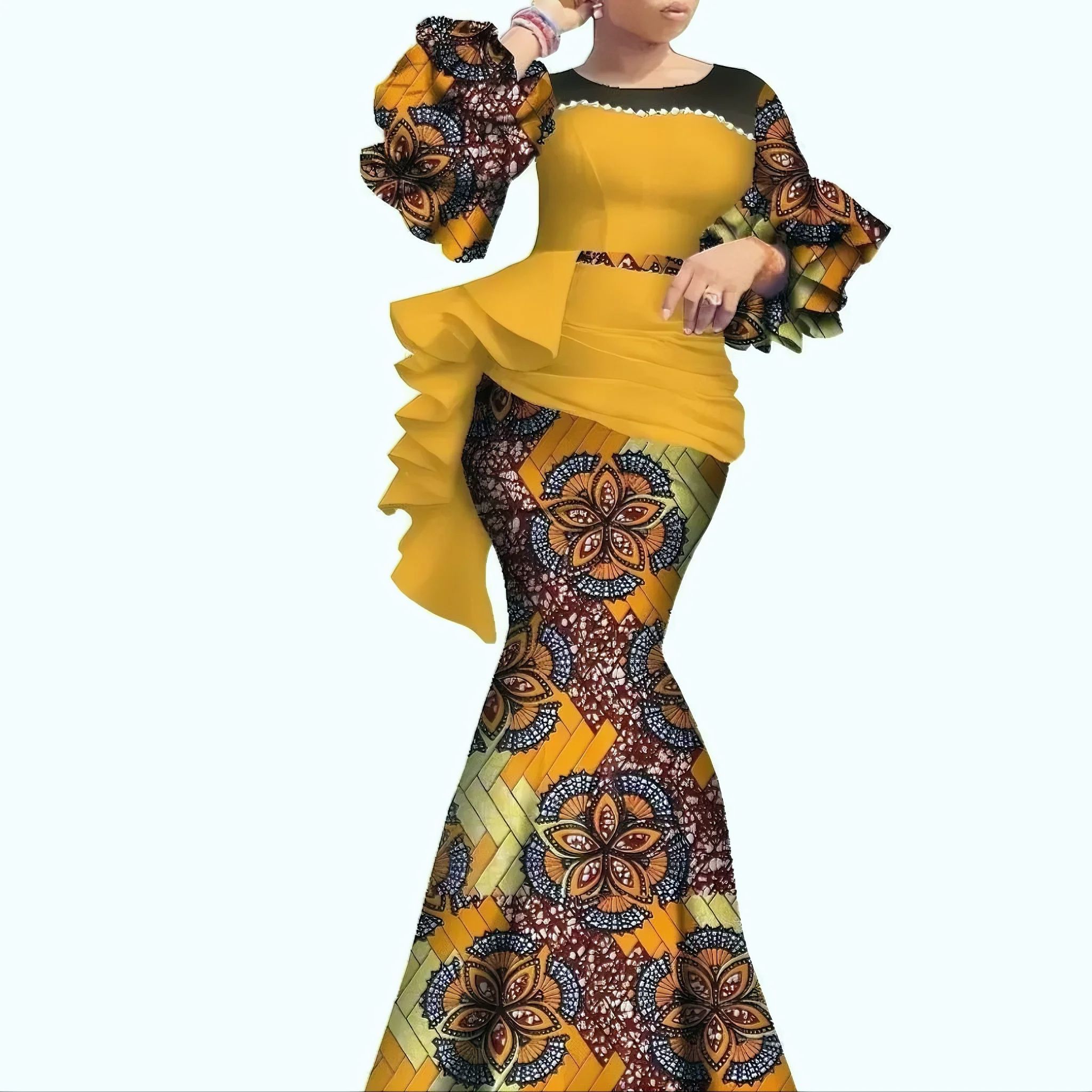 High-End Bazin Riche Gown – Ideal for Banquets, Balls, Award Ceremonies, Diplomatic Events, Business Etiquette Occasions, Cultural Event Attire, Wedding Dresses & Festival Celebrations/Mavazi ya Jinai