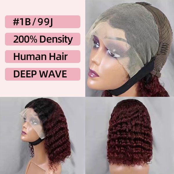 Women's Real Human Hair Wig   wig cap    Long Deep Wave   Heat Resistant & Easy to fashion Style      short & long  curls   200% density