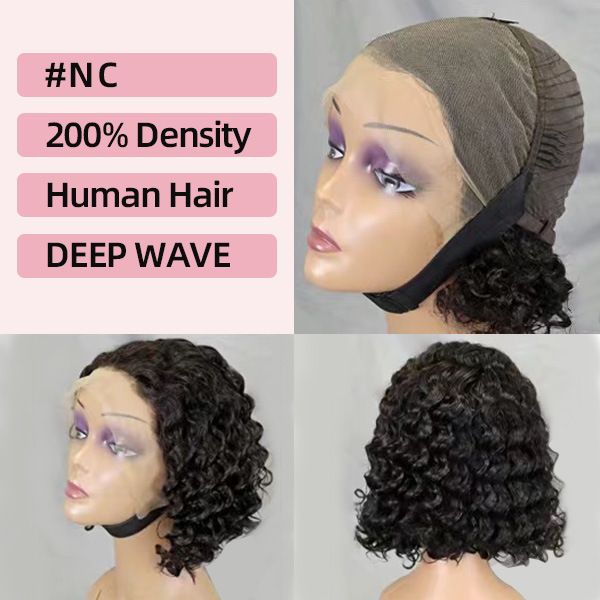 Women's Real Human Hair Wig   wig cap    Long Deep Wave   Heat Resistant & Easy to fashion Style      short & long  curls   200% density