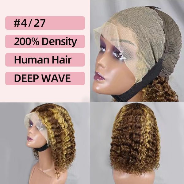 Women's Real Human Hair Wig   wig cap    Long Deep Wave   Heat Resistant & Easy to fashion Style      short & long  curls   200% density