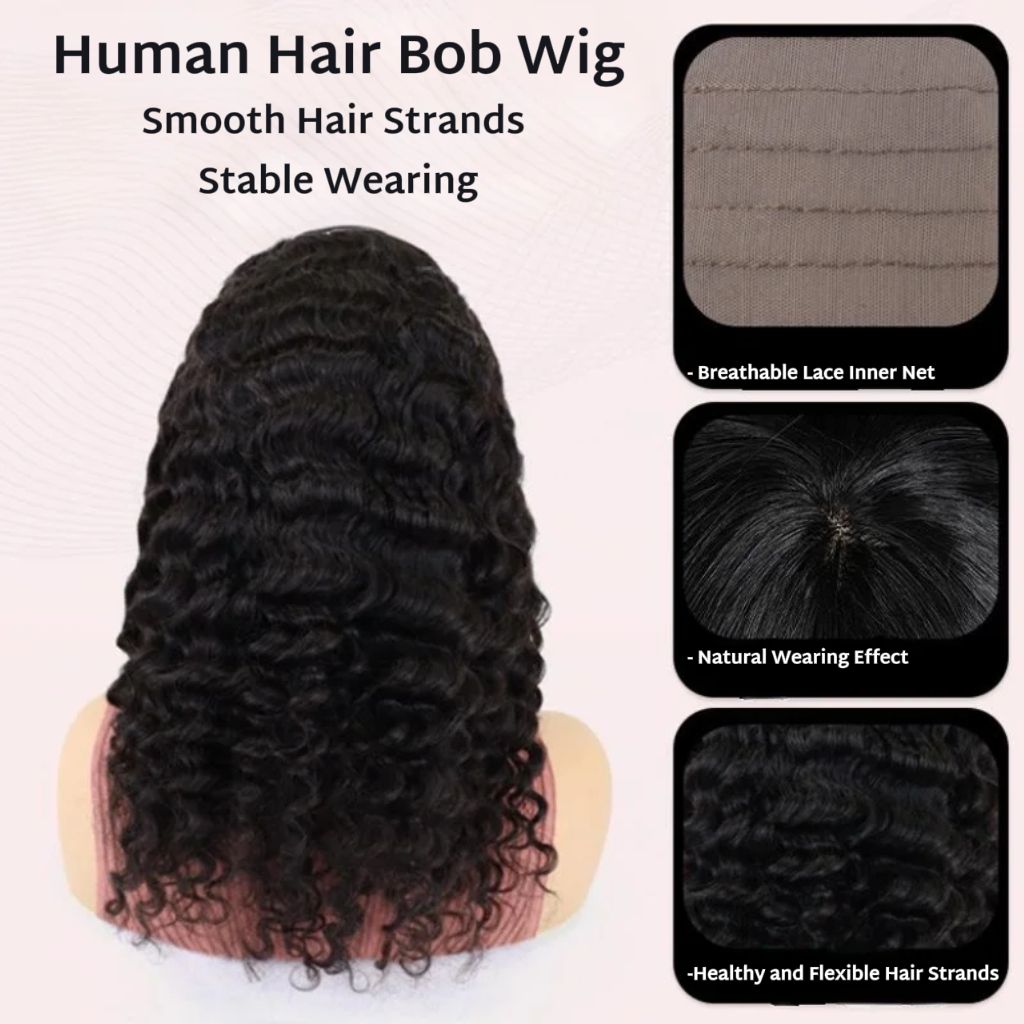 Women's Real Human Hair Wig   wig cap    Long Deep Wave   Heat Resistant & Easy to fashion Style      short & long  curls   200% density