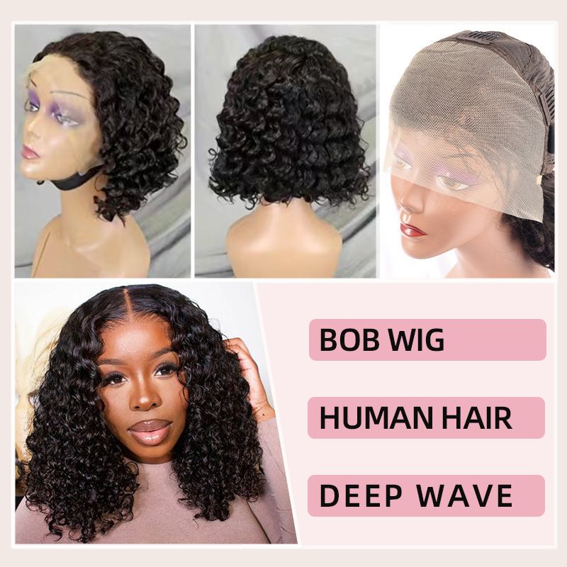 Women's Real Human Hair Wig   wig cap    Long Deep Wave   Heat Resistant & Easy to fashion Style      short & long  curls   200% density