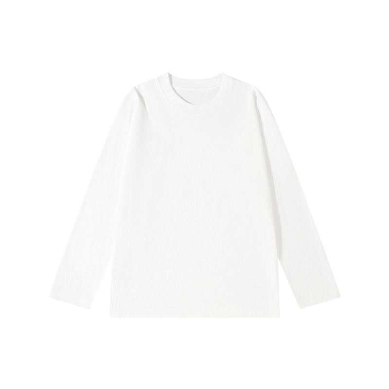Men's 100% cotton long-sleeve T-shirt    Crew-neck top   white base layer     Autumn   lightweight   |  Yellow Bird Knit