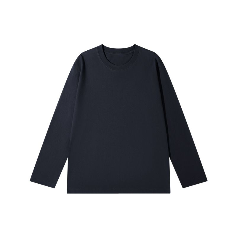 Men's 100% cotton long-sleeve T-shirt    Crew-neck top   white base layer     Autumn   lightweight   |  Yellow Bird Knit