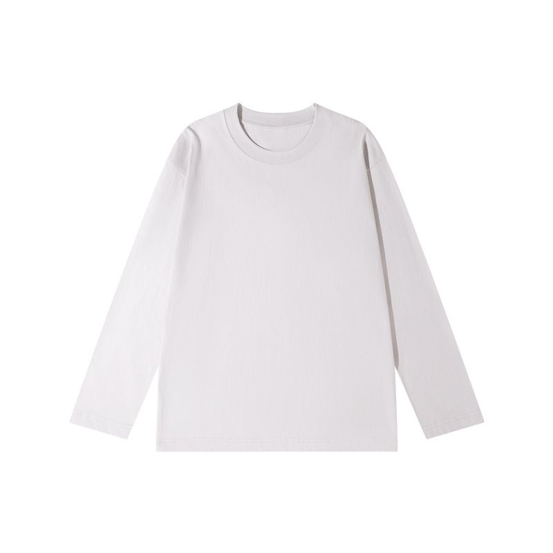 Men's 100% cotton long-sleeve T-shirt    Crew-neck top   white base layer     Autumn   lightweight   |  Yellow Bird Knit
