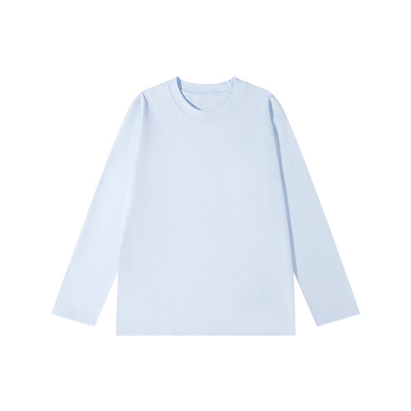 Men's 100% cotton long-sleeve T-shirt    Crew-neck top   white base layer     Autumn   lightweight   |  Yellow Bird Knit