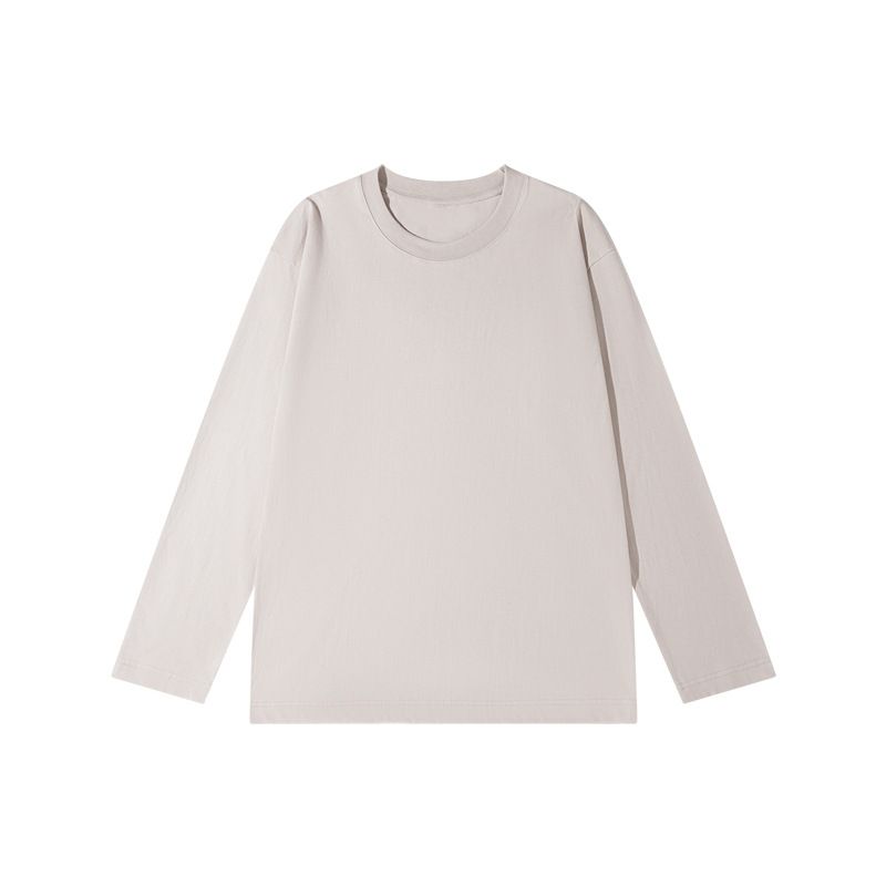 Men's 100% cotton long-sleeve T-shirt    Crew-neck top   white base layer     Autumn   lightweight   |  Yellow Bird Knit