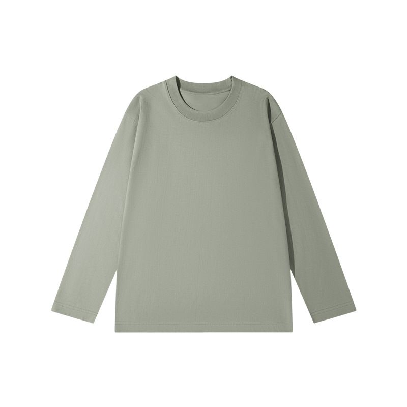 Men's 100% cotton long-sleeve T-shirt    Crew-neck top   white base layer     Autumn   lightweight   |  Yellow Bird Knit