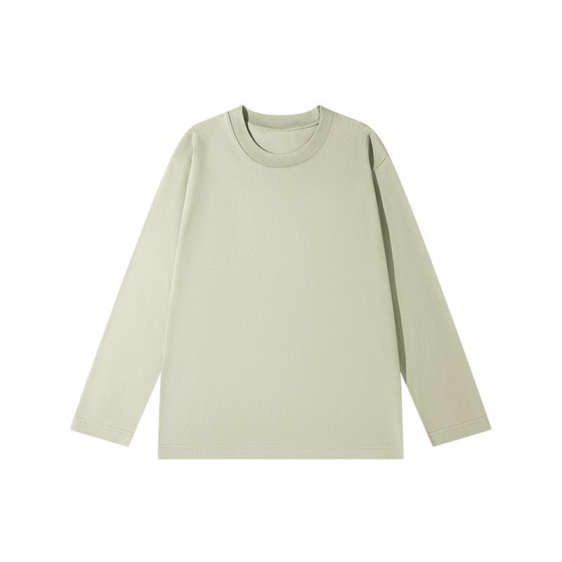 Men's 100% cotton long-sleeve T-shirt    Crew-neck top   white base layer     Autumn   lightweight   |  Yellow Bird Knit