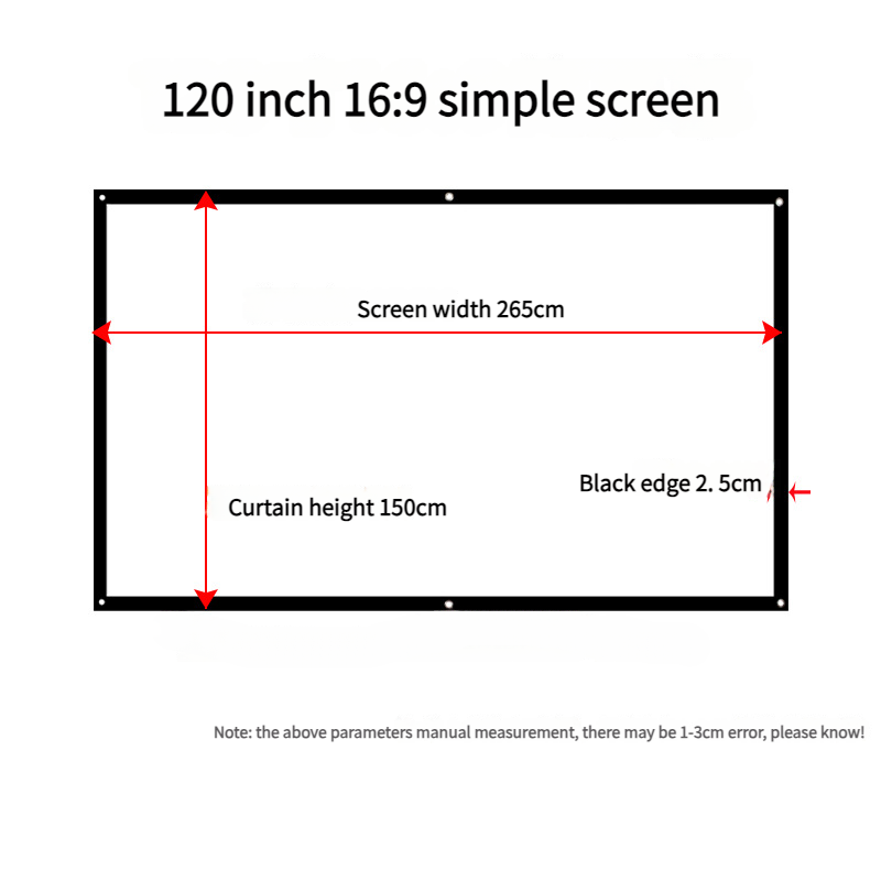Movie Screen | Portable Folding Projection Screen | Wall-mounted Camping & Mobile Projection Cloth | Suitable for Both Indoor and Outdoor Use | 100 |120 | 150 | 180 | 200 | 300 inches Projector screen