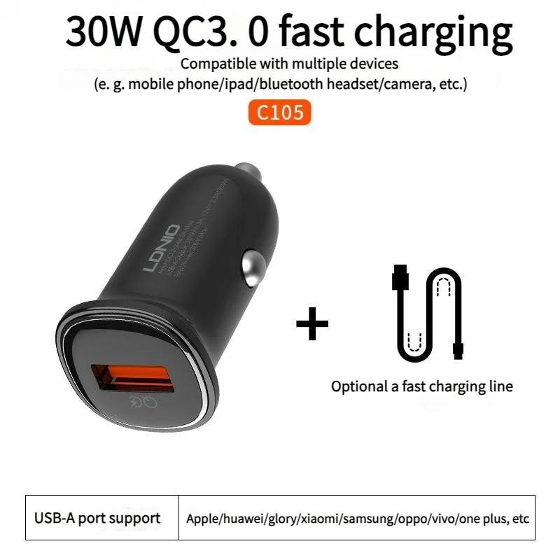 Car Fast Charger | 60W | Dual-Port 2-in-1 Design | Metallic Texture | Universal In-Car Charging Head |Compatible with a variety of devices (such as mobile phones/iPads/bluetooth headphones/cameras）