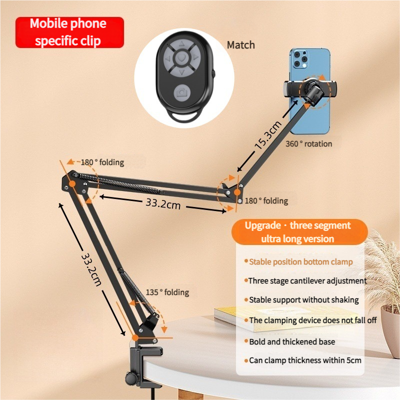 Stand | Mounts & Stands | Multi-Scenario Phone & Tablet Stand: For Dorm Beds / Desktop Overhead Shooting / Live Streaming / Lazy Bed Use | Mechanical Arm Version | Kitanda
