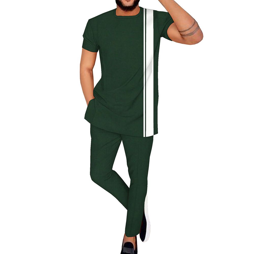 Men's Spring & Summer Casual Suit - African Batik Elements + Fashionable Patchwork - Sporty Style