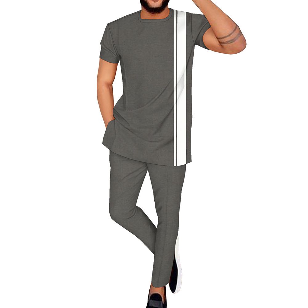 Men's Spring & Summer Casual Suit - African Batik Elements + Fashionable Patchwork - Sporty Style