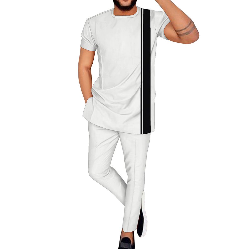 Men's Spring & Summer Casual Suit - African Batik Elements + Fashionable Patchwork - Sporty Style