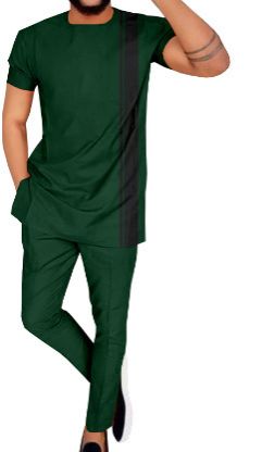 Men's Spring & Summer Casual Suit - African Batik Elements + Fashionable Patchwork - Sporty Style