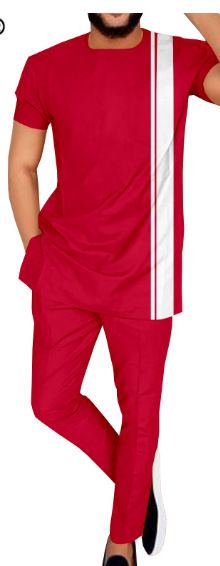 Men's Spring & Summer Casual Suit - African Batik Elements + Fashionable Patchwork - Sporty Style