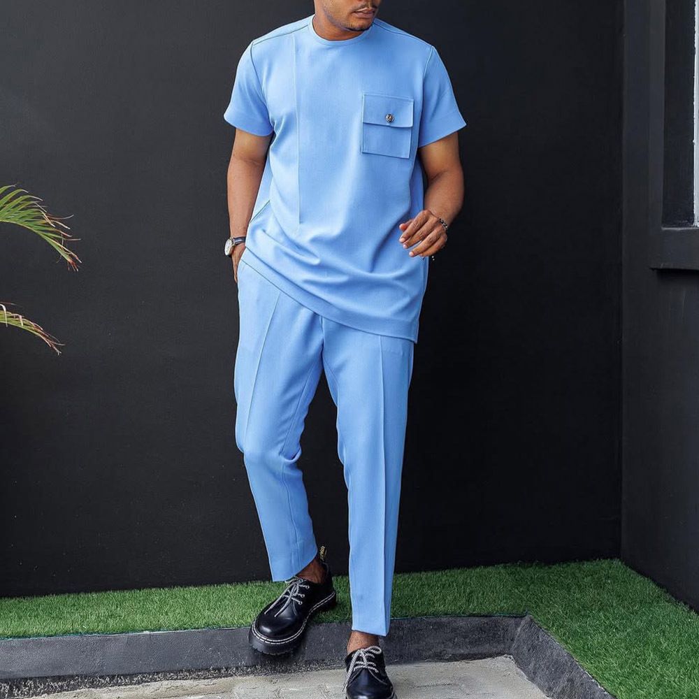 African-Inspired Casual Ethnic Embroidered Men's Long-Sleeve Suit for Weddings & Banquets