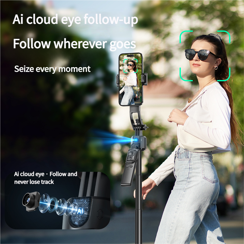 C17 Smart Selfie Stick with Face Tracking | AI Auto-Tracking  |  Anti-Shake Gimbal  |  Aluminum Alloy |  4-Leg Tripod - Photography Essential  |  Phone Stand | Mounts & Stands | Kitanda