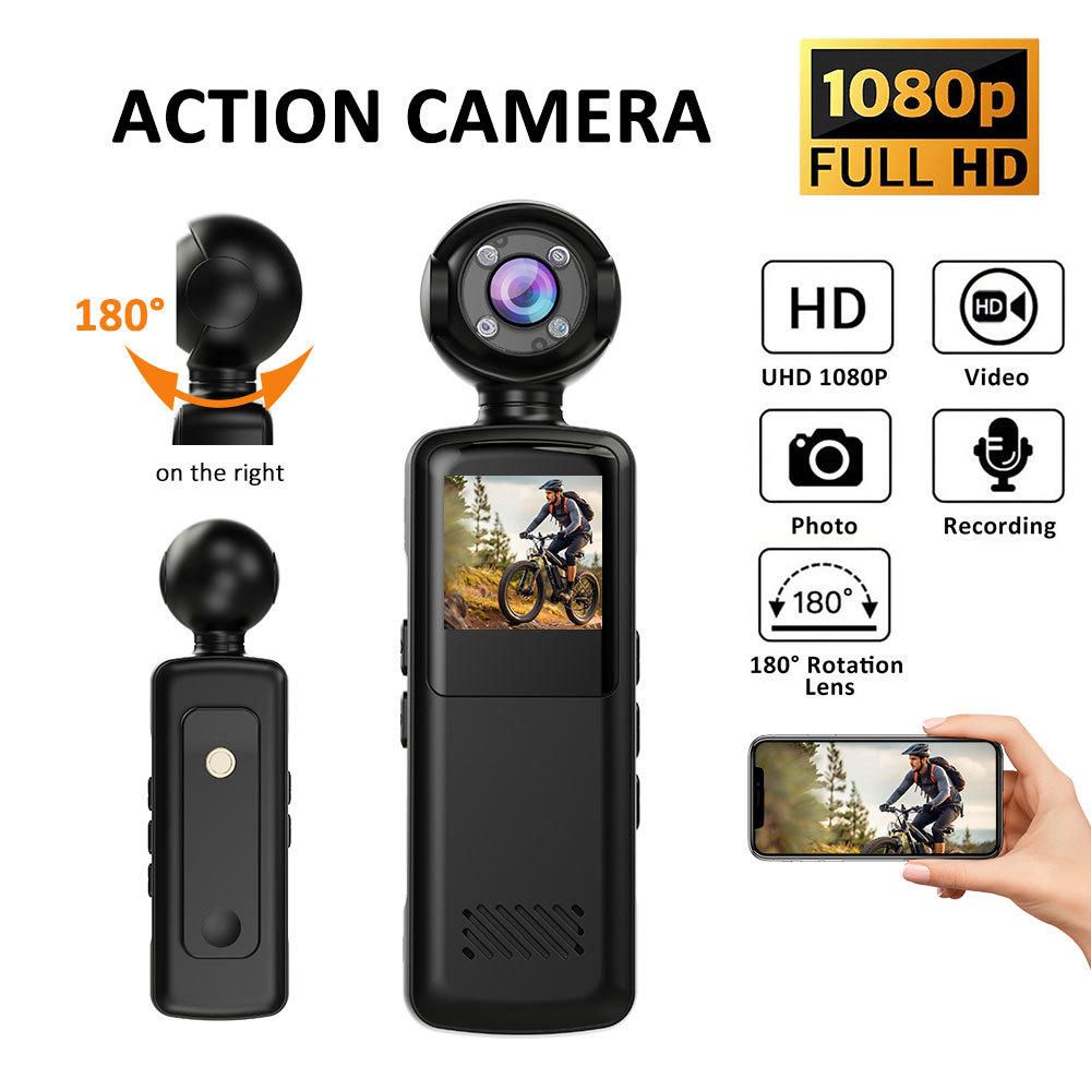 1080P WIFI Portable Action Camera - Clip-on Design | Dedicated for Outdoor Cycling Vlog Recording | Pocket Camera