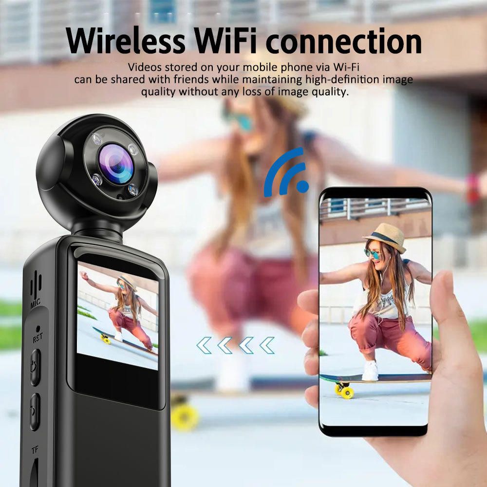 1080P WIFI Portable Action Camera - Clip-on Design | Dedicated for Outdoor Cycling Vlog Recording | Pocket Camera