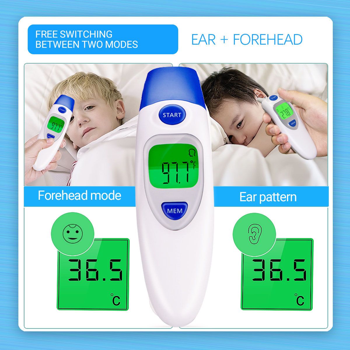 Digital Infrared Thermometer for Home | Ear & Forehead Dual Use for Adults & Kids