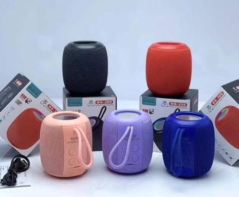 WS-309 Wster Wireless Bluetooth Speaker – Portable Stereo Sound with FM Radio, USB, TF Card, and Rechargeable Battery | Ideal for Travel & Home Use