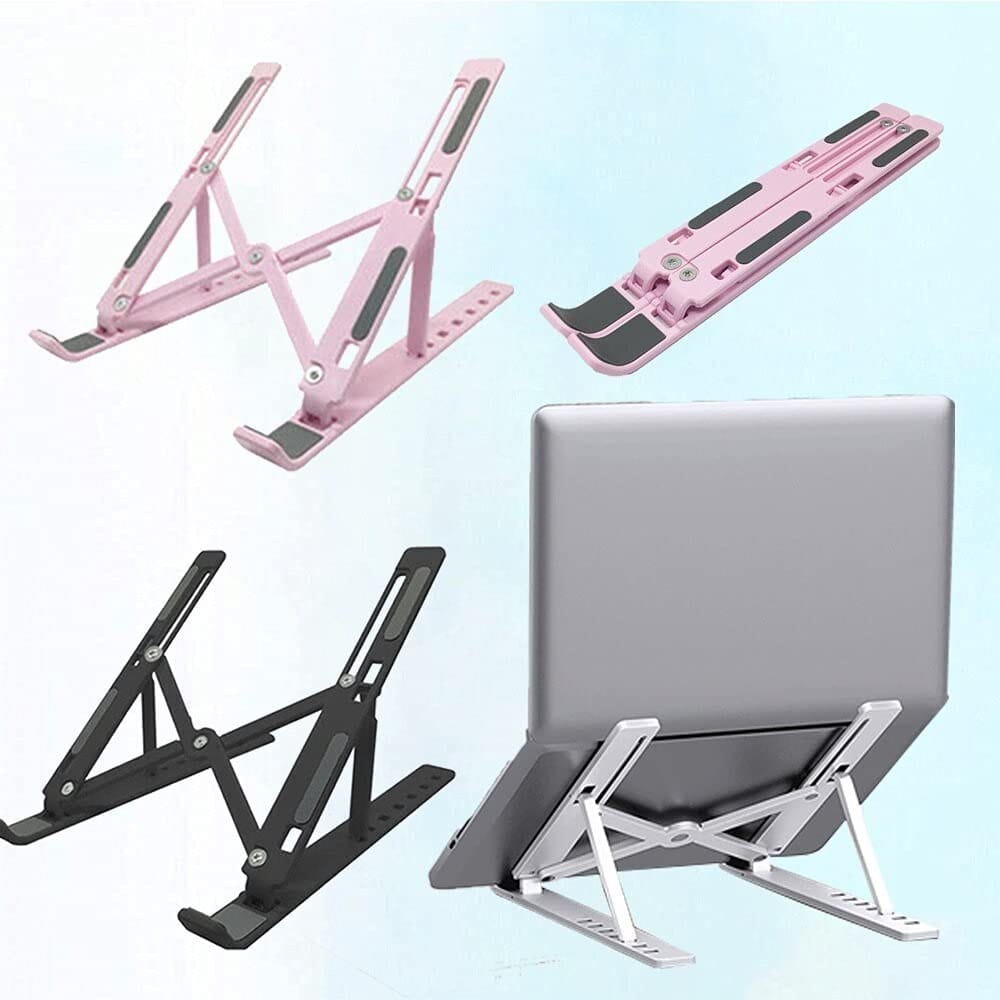Plastic Multi-Angle Adjustable Laptop Stand – Fits Up to 13" Laptops, Tablets, Books & Phones | Foldable & Lightweight Ergonomic Stand for Desk or Travel