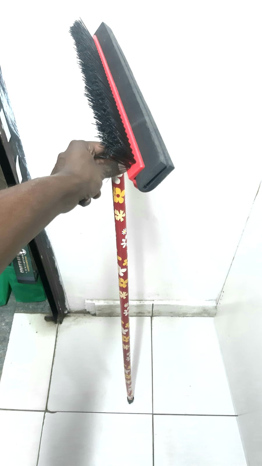 2-in-1 Carpet Hair Removal Broom with Squeegee – Long Handle Pet Fur Remover, Floor Scrubber & Bathroom Tile Brush for Indoor, Outdoor, Garage & Toilet Use