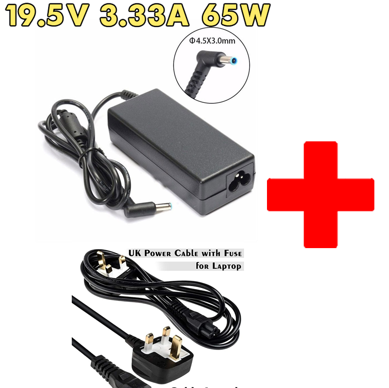 HP Blue Pin Laptop Charger – 19.5V / 3.33A – Compatible with Pavilion, Envy, EliteBook, ProBook (65W Replacement Charger)