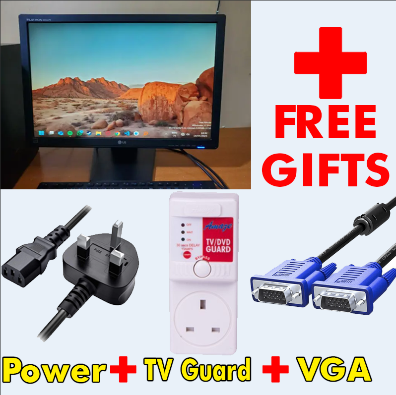 🟡 LG Flatron W2242PE 22-Inch LCD Monitor Combo + TV Guard + Power Cable + VGA – Refurbished Widescreen Monitor, 1680x1050, 5ms, VGA & DVI Input
