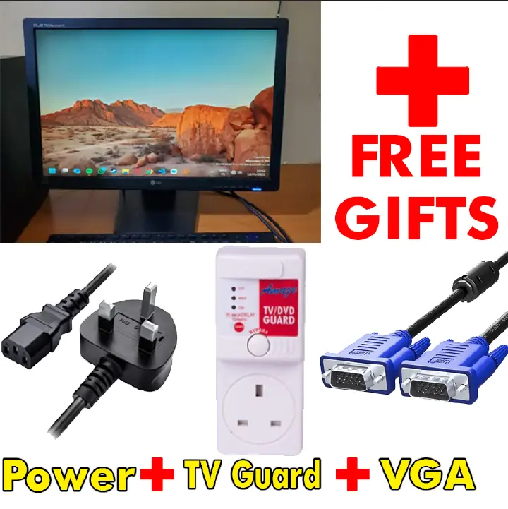 🟡 LG Flatron W2242PE 22-Inch LCD Monitor Combo + TV Guard + Power Cable + VGA – Refurbished Widescreen Monitor, 1680x1050, 5ms, VGA & DVI Input