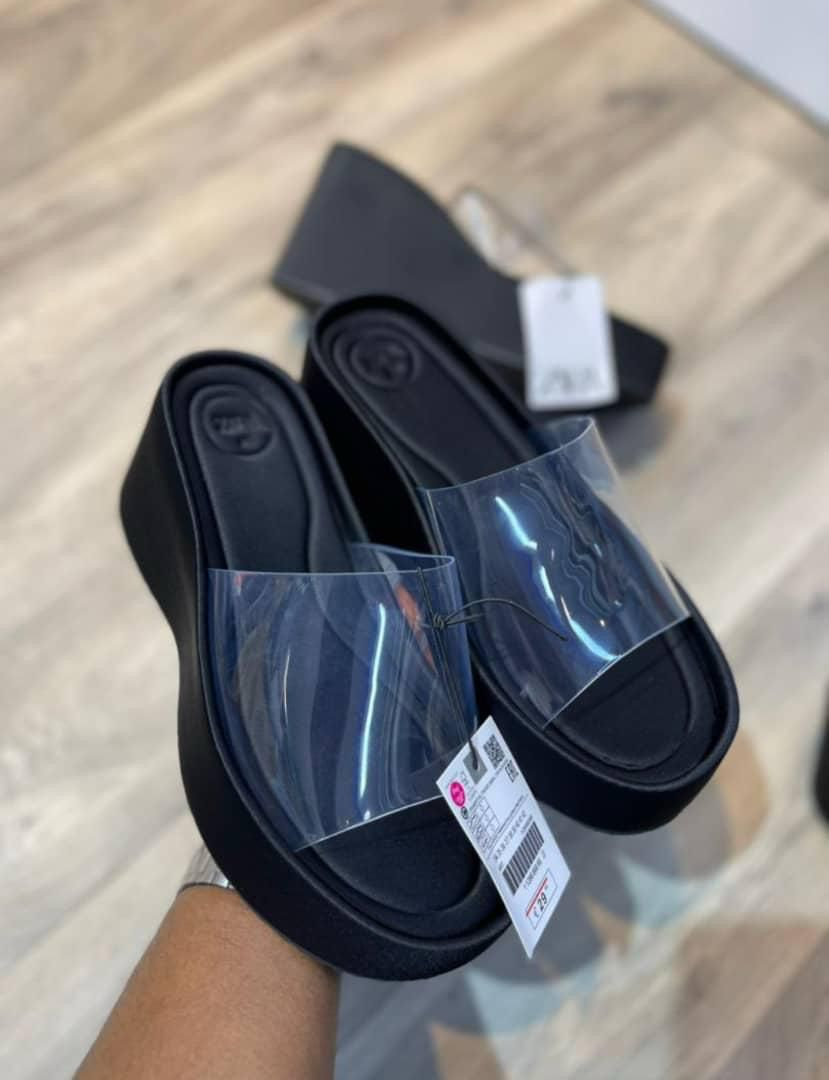 🟡 Clear Strappy Wedges – Stylish Transparent Heels for Women | Sizes 37–40 | Assorted Sizes Available