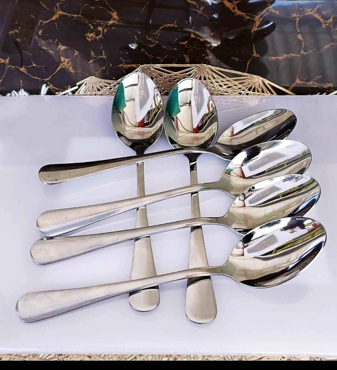 Marble Handle Cutlery – 12pcs Spoons / 6pcs Forks / Combo Set | Elegant Stainless Steel Dining Utensils