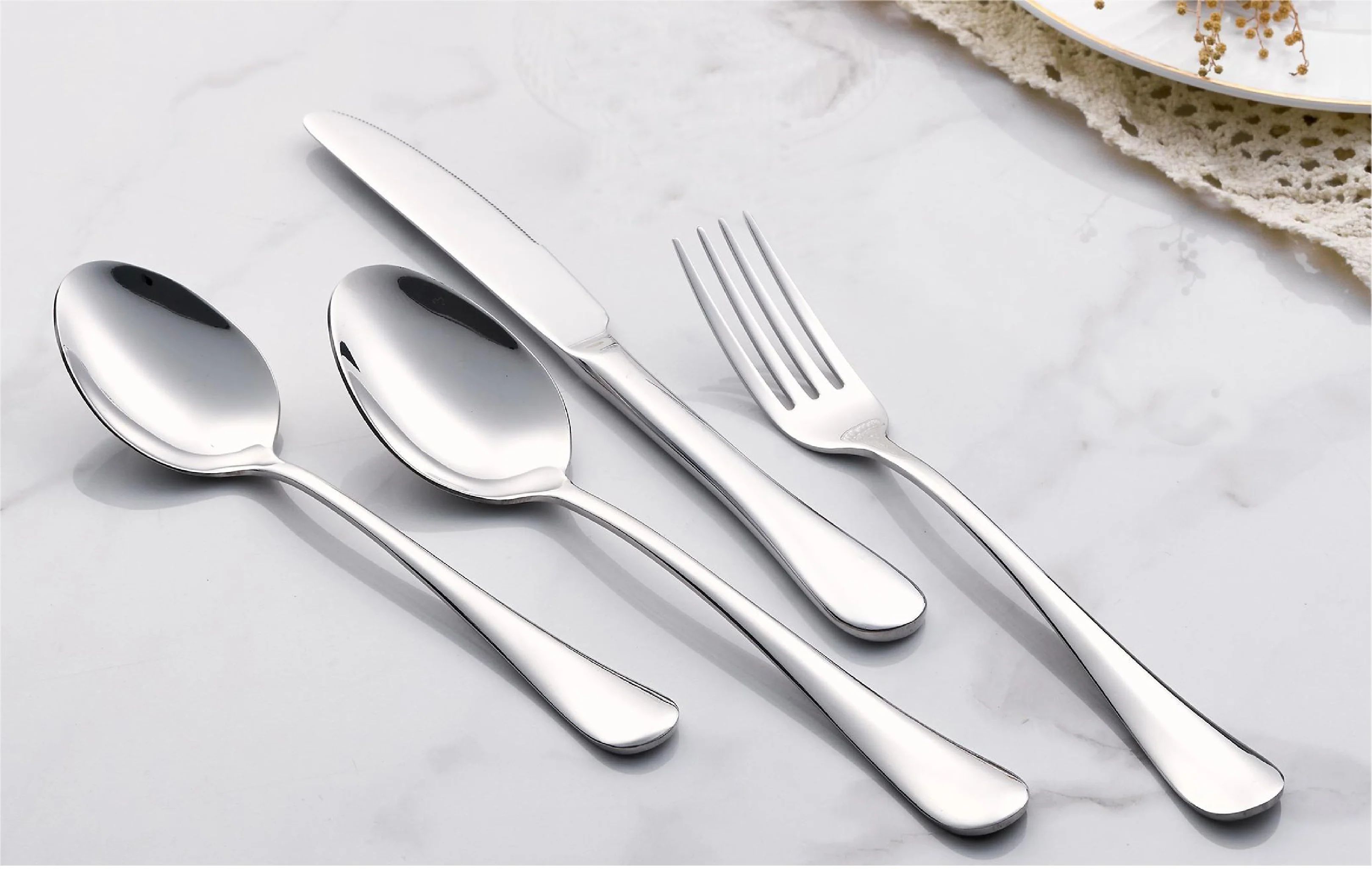 24-Piece Stainless Steel Cutlery Set – Complete Tableware for 6 People | Forks, Spoons, Knives & Teaspoons | Elegant & Durable