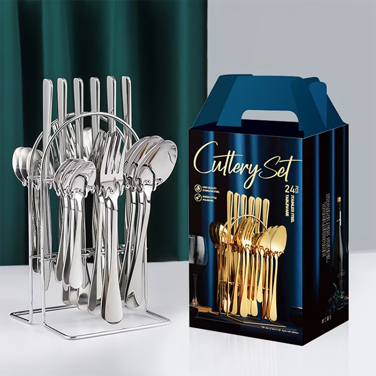 24-Piece Stainless Steel Cutlery Set – Complete Tableware for 6 People | Forks, Spoons, Knives & Teaspoons | Elegant & Durable