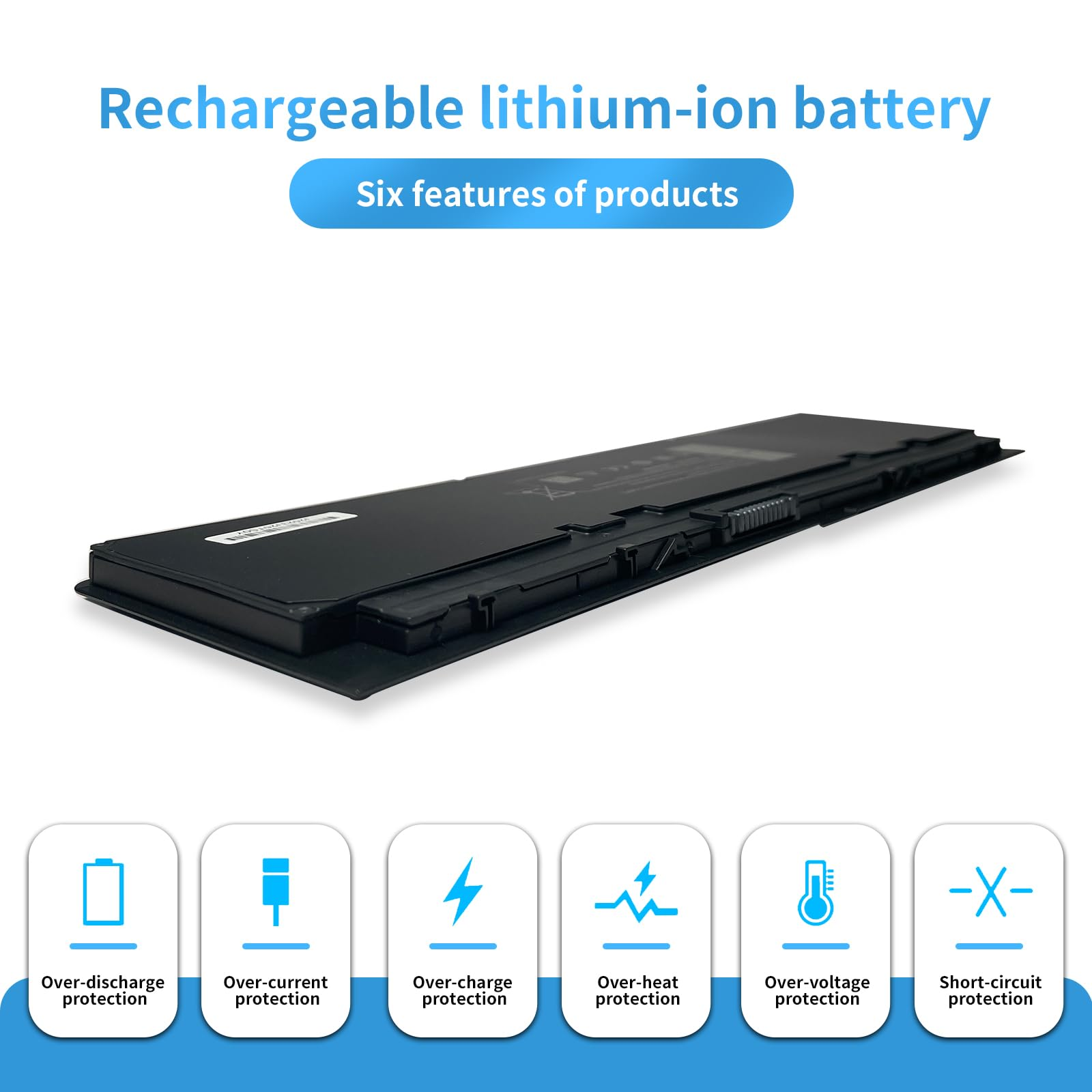 ⬛ Dell Latitude E7240 / E7250 Battery – 7.4V 6000mAh / 45Wh High-Capacity Replacement Laptop Battery