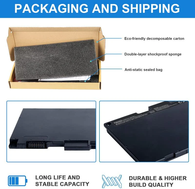 ⬛ HP CS03XL Laptop Battery – 11.4 V, ~46 Wh – Replacement for EliteBook 745/755/840/850 G3 & G4, ZBook 15u G3/G4