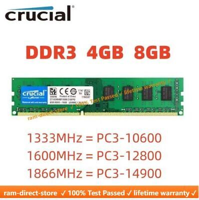 NEW!! Crucial/ Samsung/ Toshiba/ Lexar/ Kingston 4GB / 8GB / 16GB DDR3 (PC3) Desktop RAM – High-Speed Memory Upgrade for PCs | Compatible with most desktop motherboards supporting DDR3 (PC3)