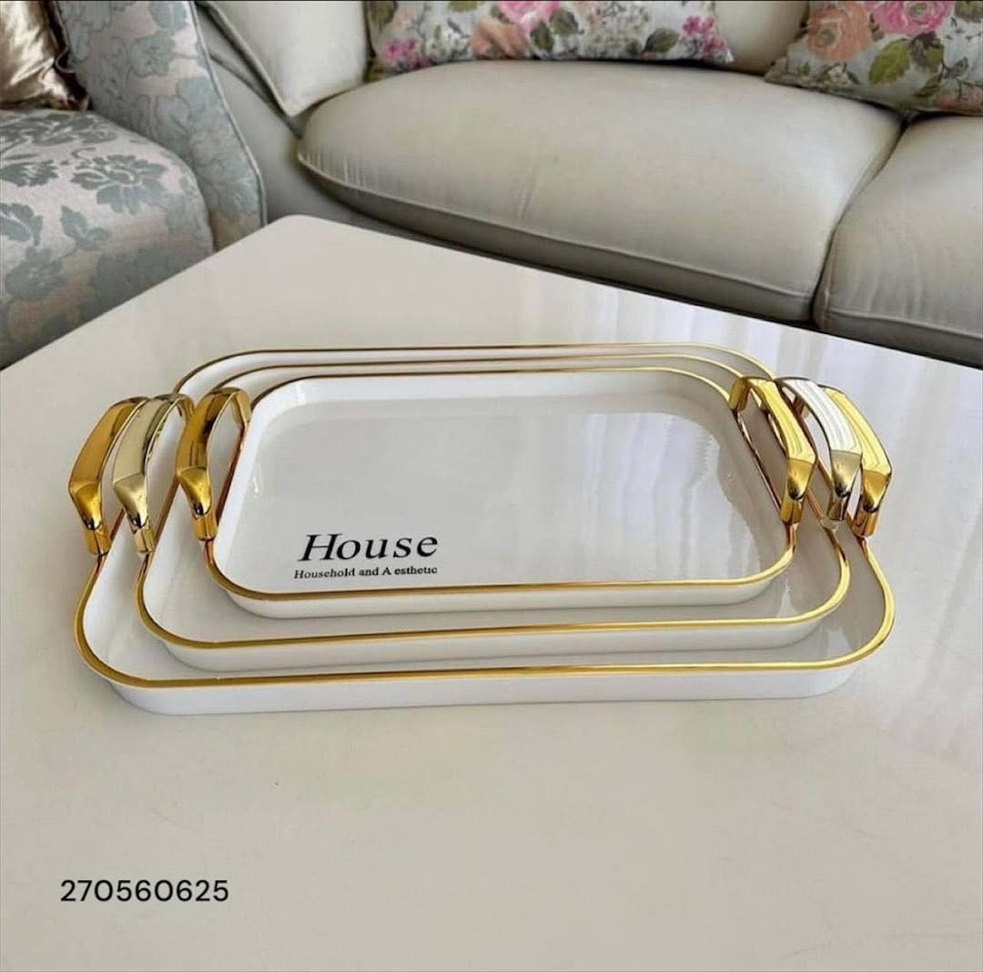 Luxury 3-Piece Acrylic Tray Set – Elegant Household & Aesthetic Decor Trays (42×38×32cm) | High-Quality Finish – Ksh 2,099