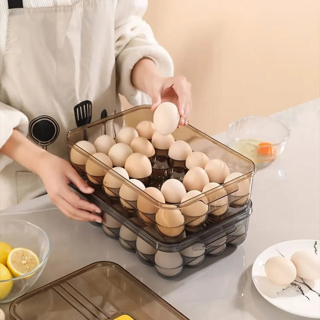 🥚🍳 24-Slot Acrylic Egg Tray – Clear Stackable Egg Storage Organizer | Durable & Stylish Kitchen Essential – Ksh 1,639