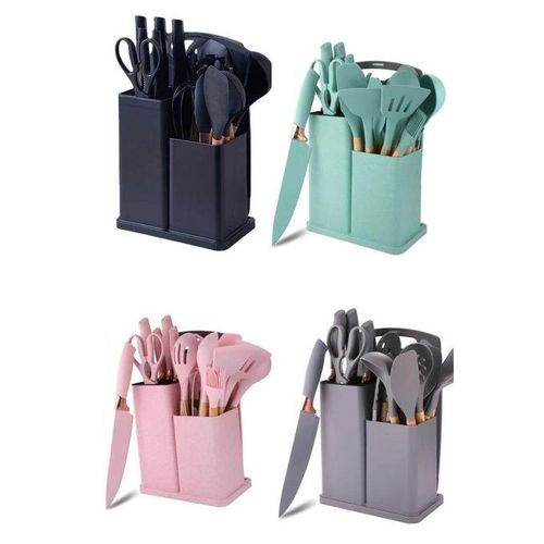 19pcs Silicone Kitchen Utensil Set with Knives – Grey | Heat-Resistant Non-Stick Cooking Tools (Price Drop!) – Ksh 3,444