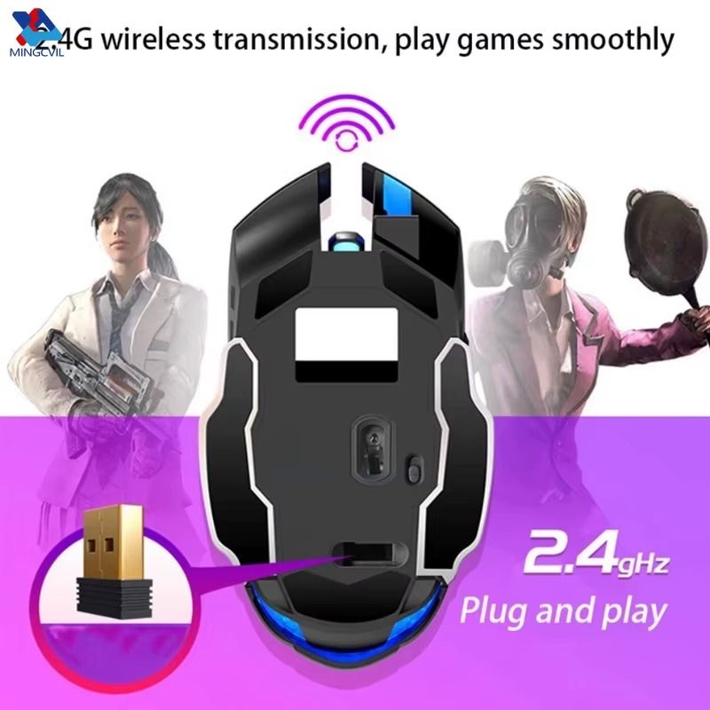 🎮Rechargeable Wireless Gaming Mouse – Silent Bluetooth + 2.4G + Type-C Charging – Mechanical RGB Backlight Mouse for PC/Laptop