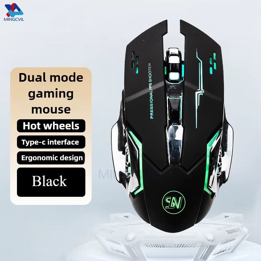 🎮Rechargeable Wireless Gaming Mouse – Silent Bluetooth + 2.4G + Type-C Charging – Mechanical RGB Backlight Mouse for PC/Laptop