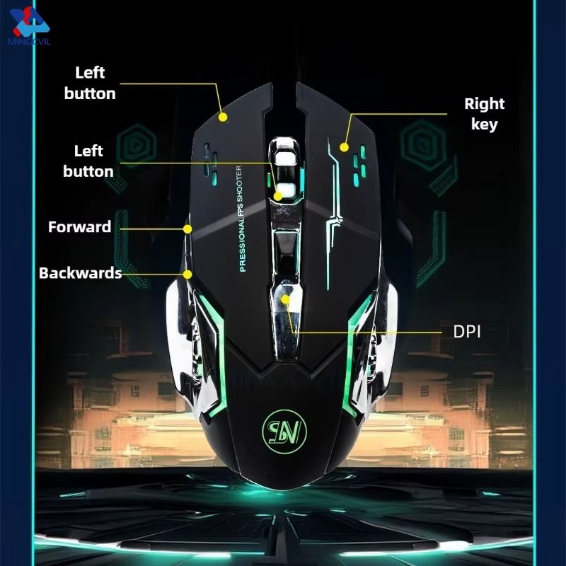 🎮Rechargeable Wireless Gaming Mouse – Silent Bluetooth + 2.4G + Type-C Charging – Mechanical RGB Backlight Mouse for PC/Laptop