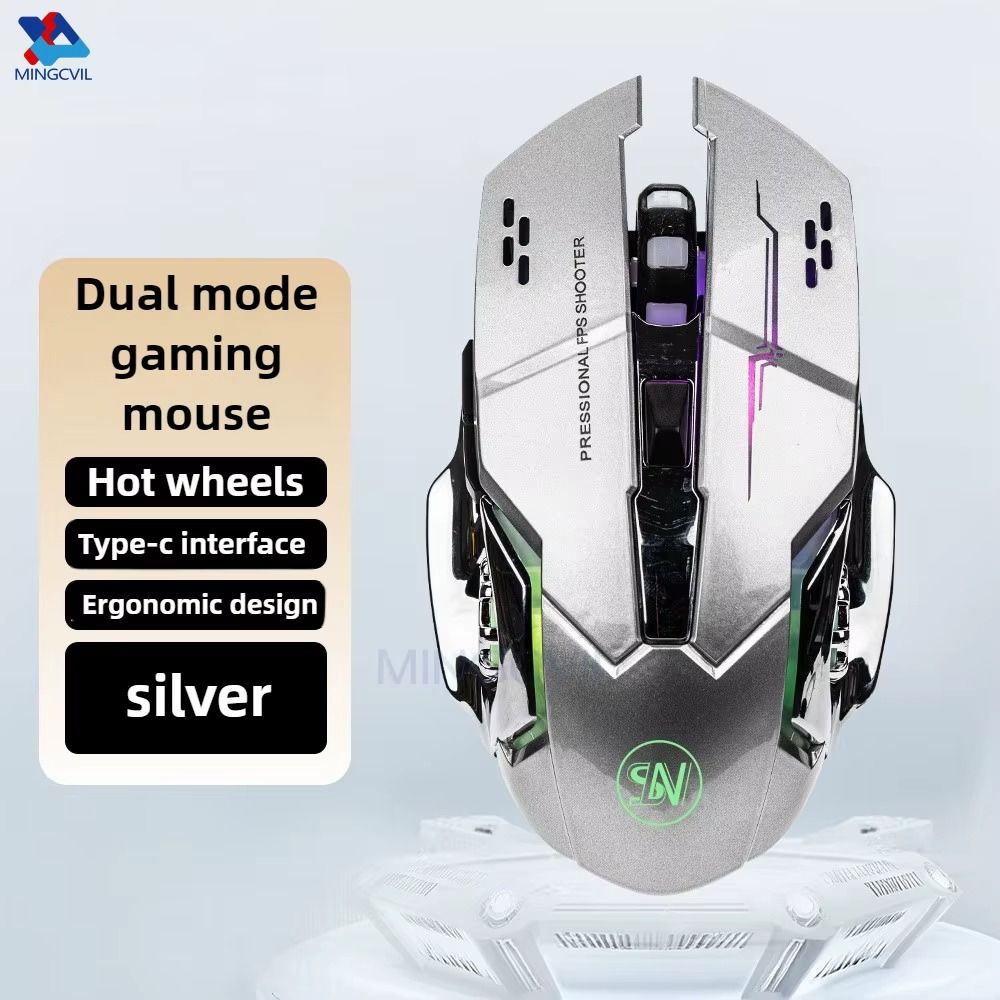 🎮Rechargeable Wireless Gaming Mouse – Silent Bluetooth + 2.4G + Type-C Charging – Mechanical RGB Backlight Mouse for PC/Laptop