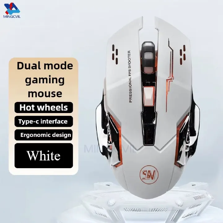 🎮Rechargeable Wireless Gaming Mouse – Silent Bluetooth + 2.4G + Type-C Charging – Mechanical RGB Backlight Mouse for PC/Laptop