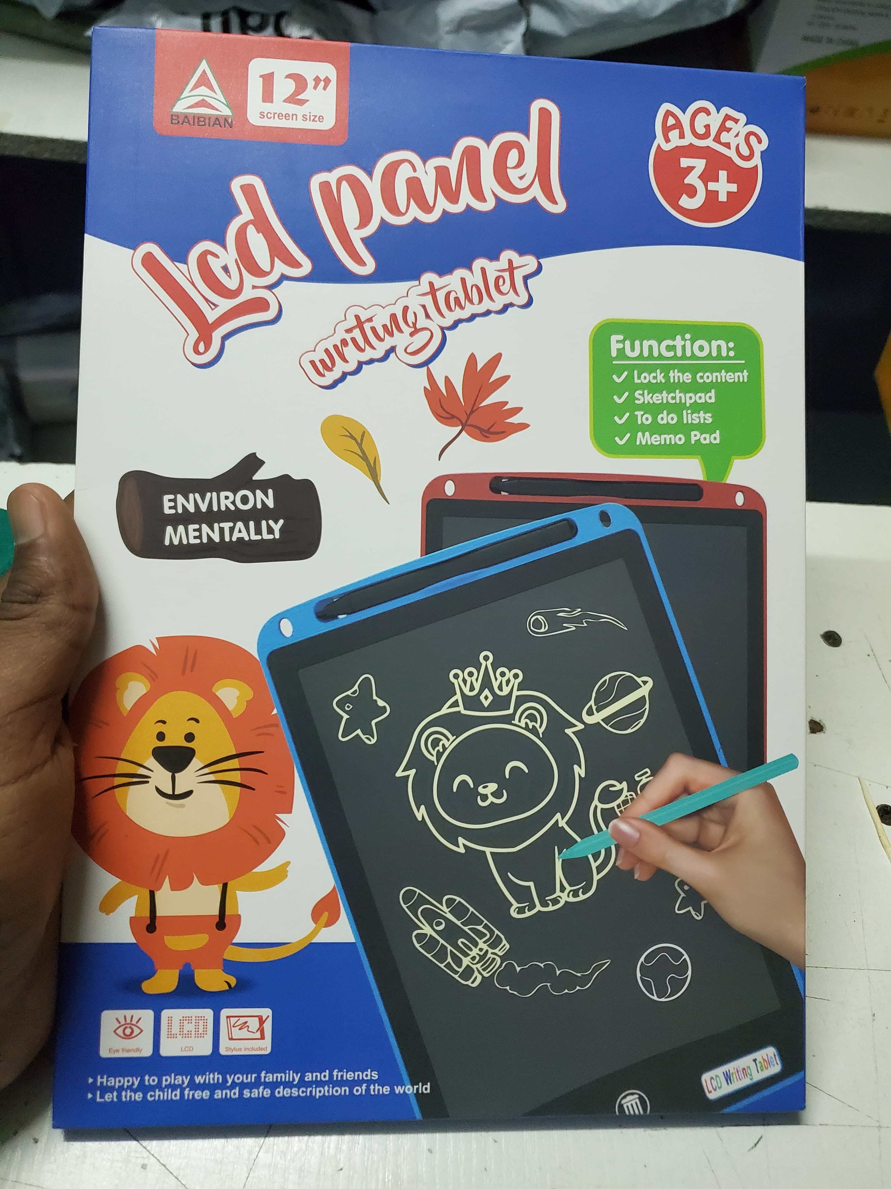 12-Inch LCD Writing Tablet – Colorful Drawing Pad for Kids | Digital Handwriting & Doodle Board | Reusable & Eye-Friendly